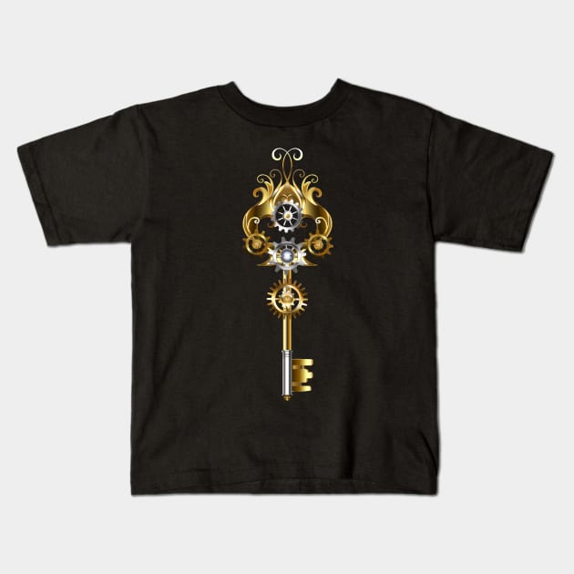 Steampunk key with gears Kids T-Shirt by Blackmoon9